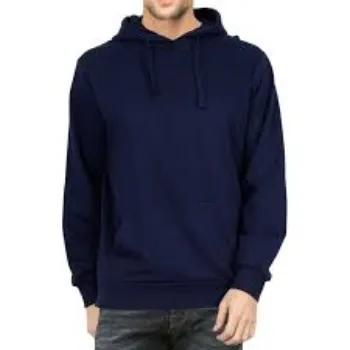 Navy Plain Men Hoodie Sweat Shirt